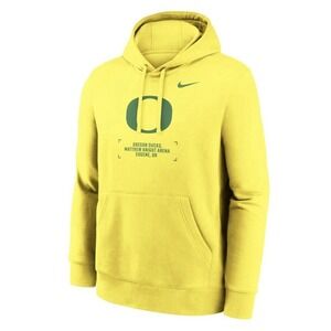 Nike Oregon Ducks Yellow Hoodie NWOT Men Basketball Fleece Back Print Two Hit XL